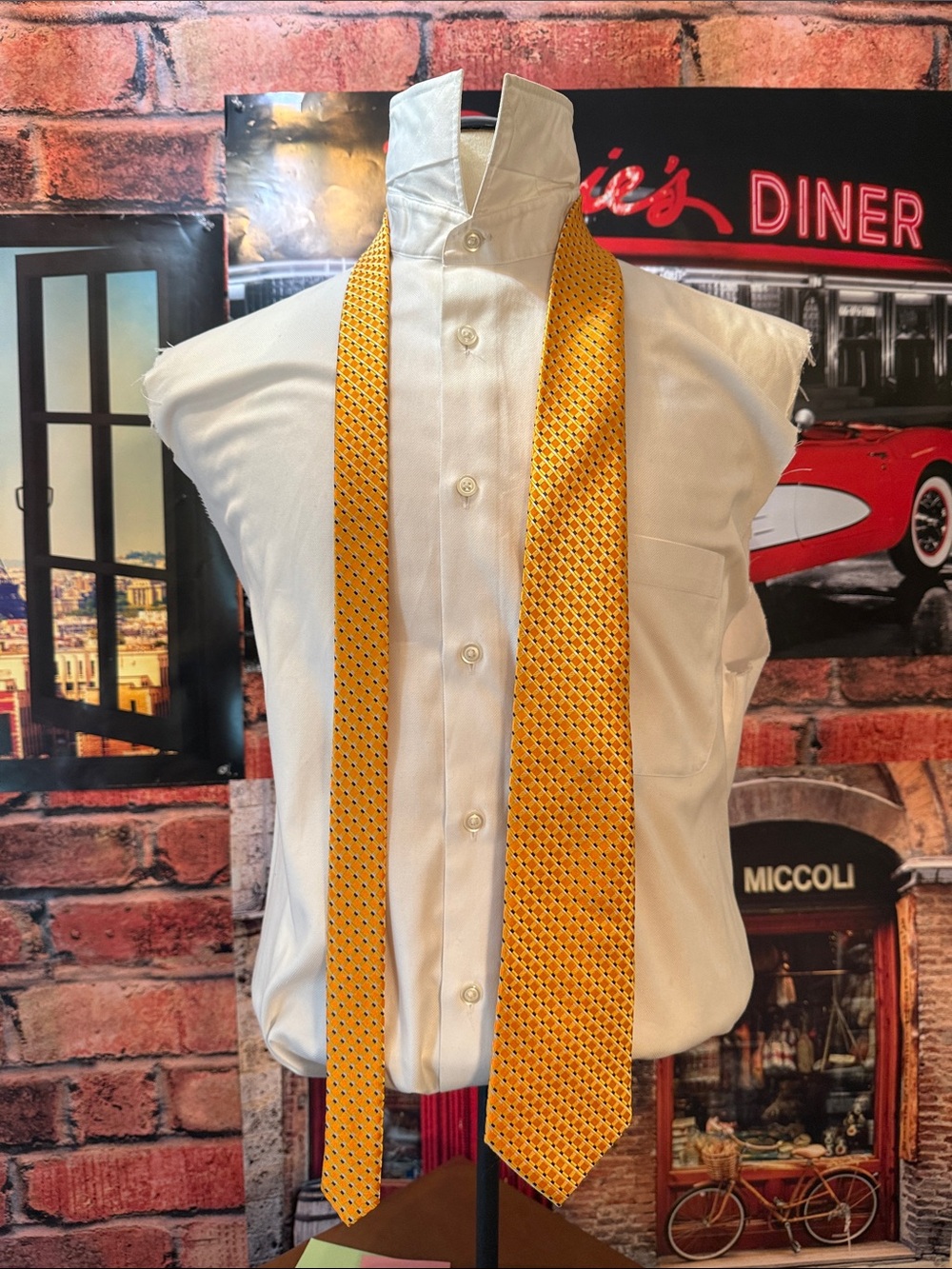 Men's Orange Patterned Silk Tie